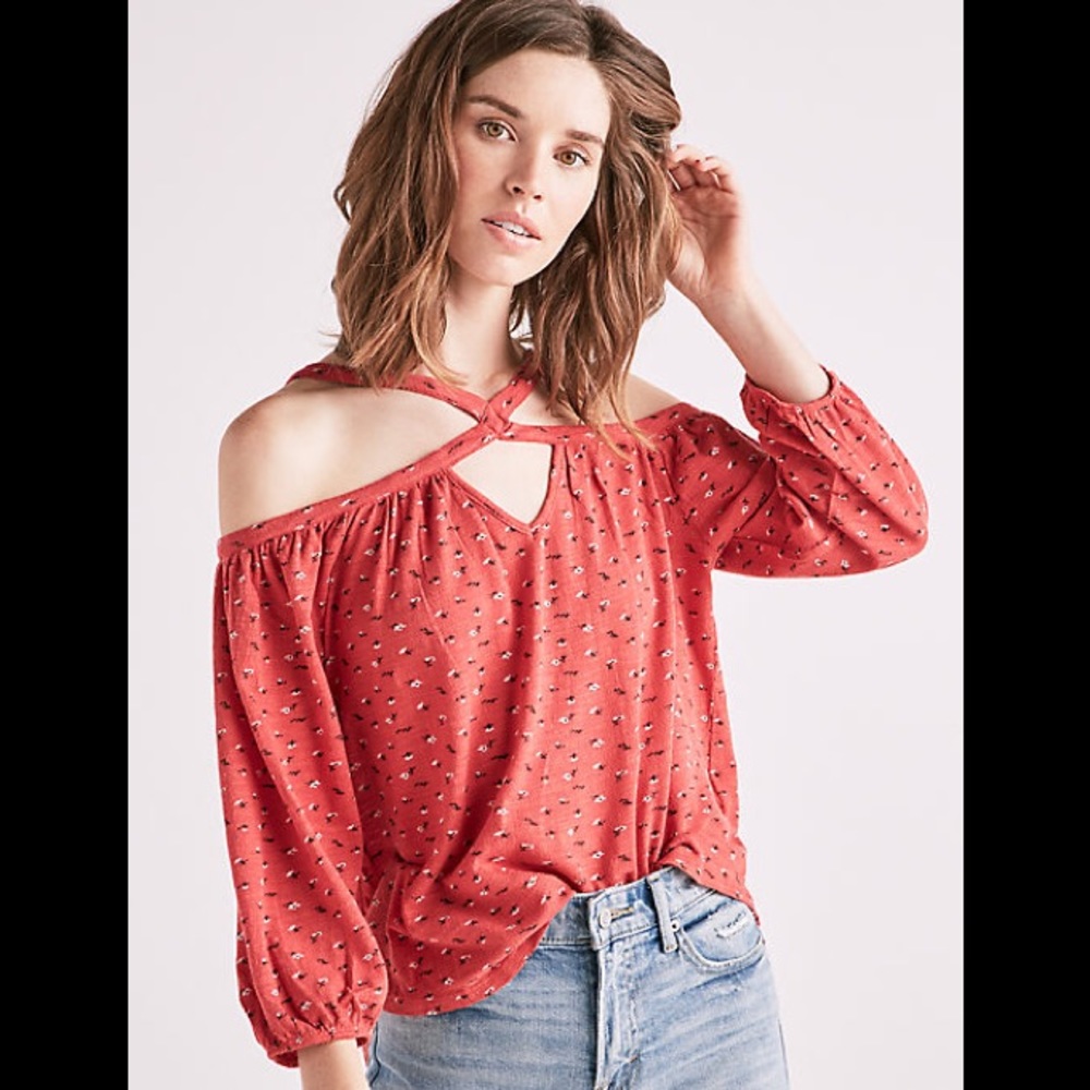 Lucky Brand Ditsy Floral Top NWT XS